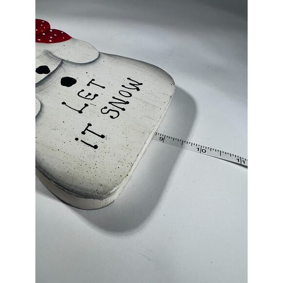 Vintage Christmas Handpainted Folk Snowman Let It Snow Wooden Decor - Picture 8 of 9